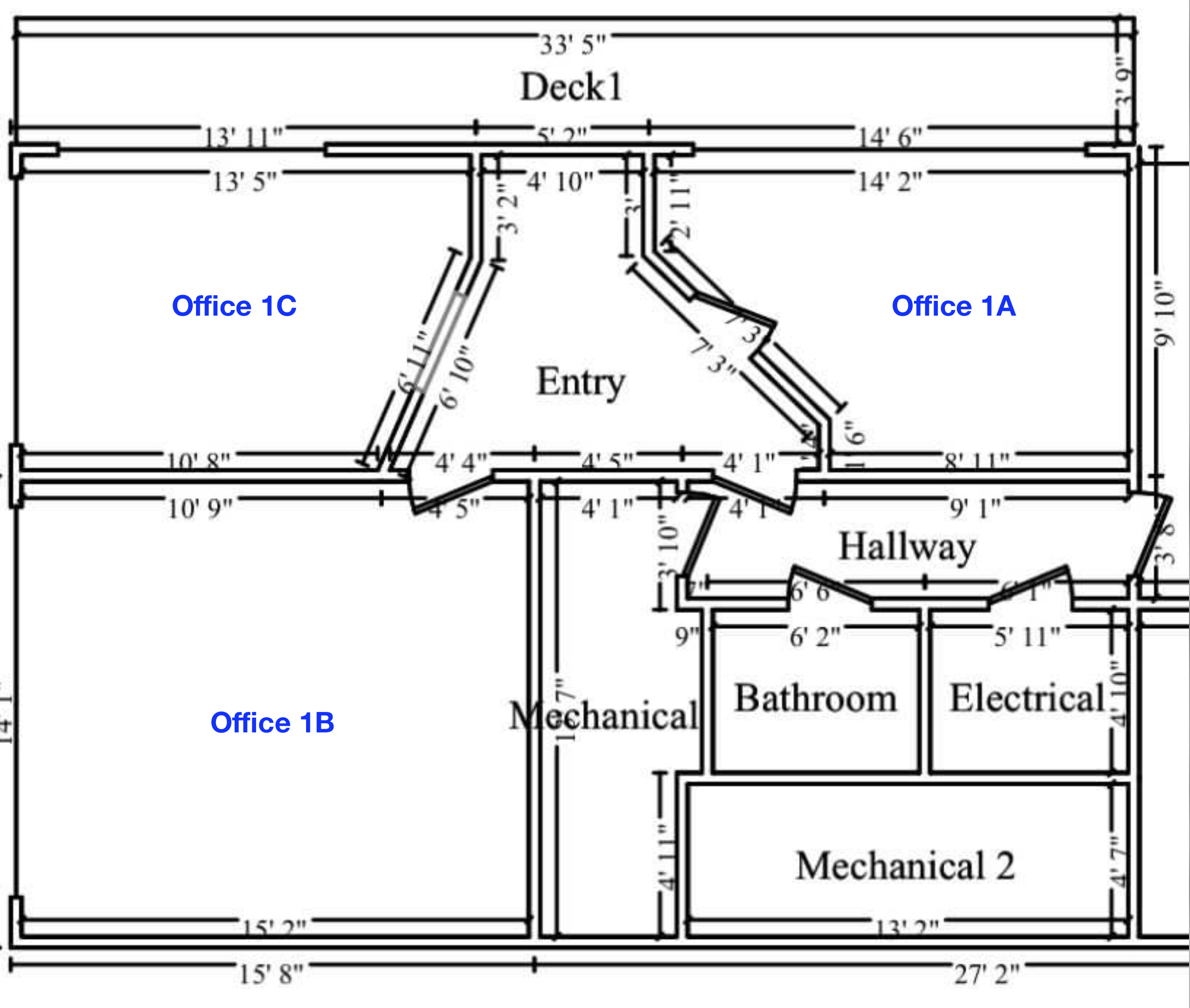 Floor plan showing offices 1A, 1B, and 1C